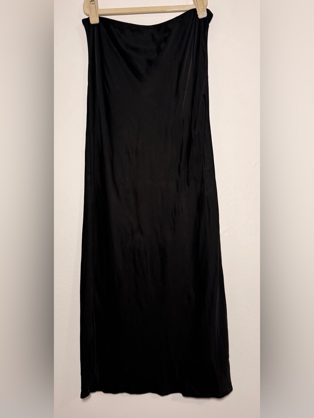 Black Satin Flowy Midi A-Line Skirt Women's Size 6